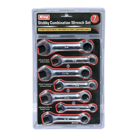 7 PC STUBBY COMB. WRENCH SET, METRIC, DOUBLE BLISTER