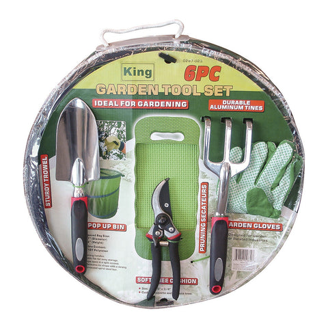 6 PC GARDEN TOOL SET W/ WASTE BAG