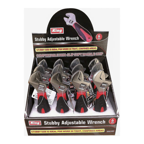 12 PC 6" STUBBY ADJUSTABLE WRENCH, DISPLAY BOX