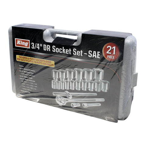 21 PC 3/4" DRIVE SOCKET SET, SAE (RED PL/BOX)