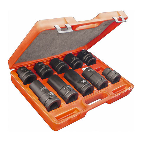 10 PC 1" DRIVE IMPACT SOCKET SET, SAE & MM