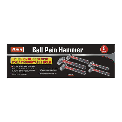 5 PC BALL PEIN HAMMER SET 8,12,16,24,32 OZ