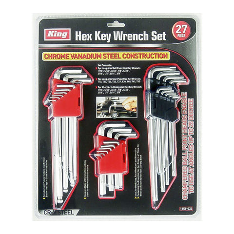 27 PC COMBINATION HEX KEY WRENCH SET, SAE & MM