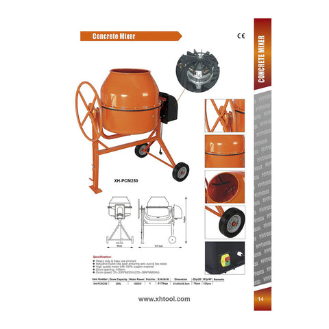 250L CONCRETE MIXER XH-PCM250