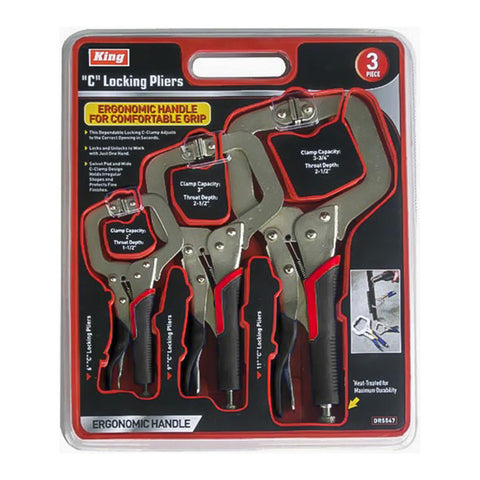 3 PC C-CLAMP LOCKING PLIERS SET