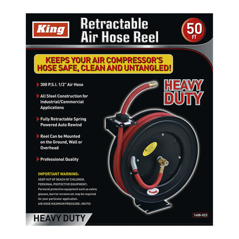 50' X 1/2" RETRACTABLE AIR HOSE REEL