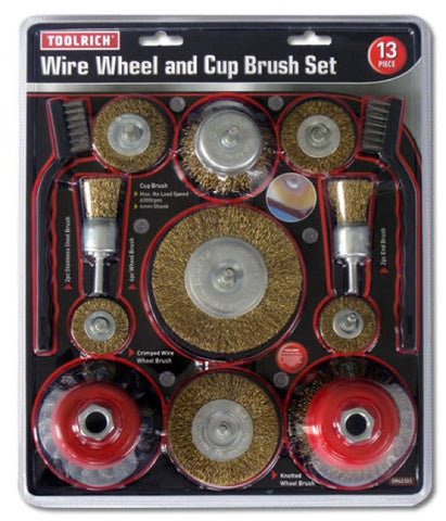 13 PC WIRE WHEEL AND CUP BRUSH SET