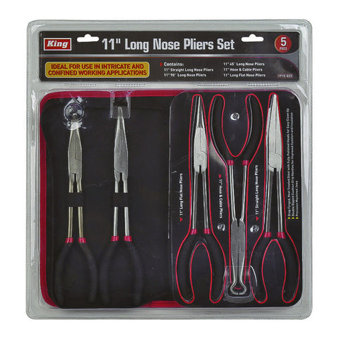 5 PC 11" LONG NOSE PLIERS SET, D/B