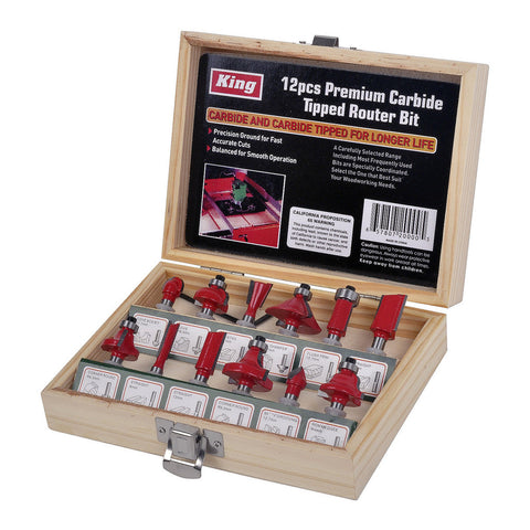 12 PC CARBIDE TIPPED ROUTER BIT SET