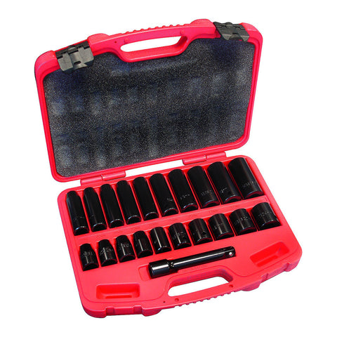 22 PC 1/2" DRIVE SOCKET SET, DEEP & SHALLOW, METRIC