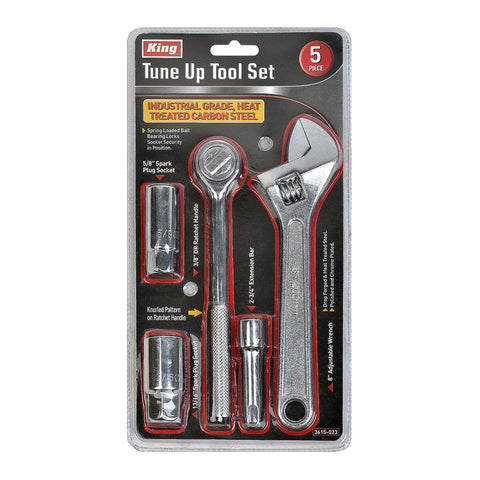 5 PC TUNE UP TOOL SET W/ WRENCH, RATCHET HANDLE & SPARK PLUG SOCKET