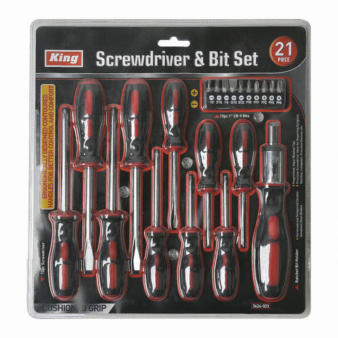 21 PC SCREWDRIVER & BIT SET