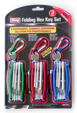 3 PC FOLDING HEX, BALL & STAR KEY SET